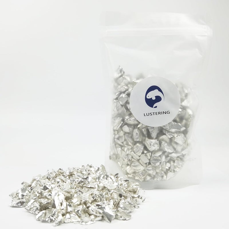 LUSTERING High Luster Crushed Glass Glitter, 6-9mm Fire Glass, Broken Glass, Glass Chips for Fire Pit Crafts DIY Epoxy Resin Art, Geode Painting, Vase Filler, Aquarium Garden Decoration,330g (Silver) - Image 4